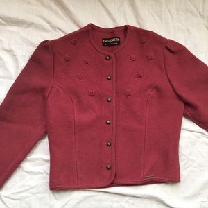 Vintage wool button crew neck cardigan sweater